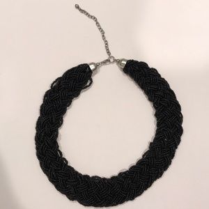 Black bead braided necklace!